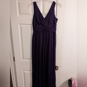 Donna Morgan a-line maxi plum bridesmaid dress